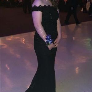 Beautiful black lace and bead prom dress